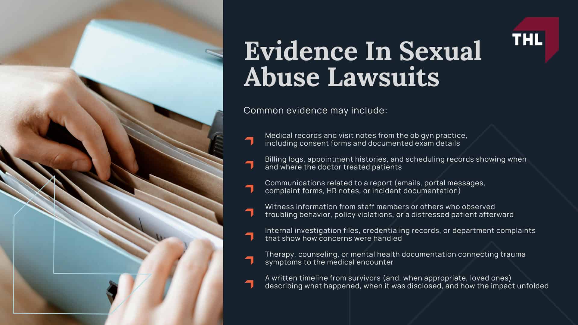OBGYN Sexual Abuse_ Overview; Legal Deadlines And Statutes Of Limitations For OBGYN Sexual Abuse Cases; How The Statute Of Limitations Works; State Laws Expanding Deadlines For Sexual Abuse Victims; Federal Laws That Support Survivors; Who Can Be Held Liable In Civil Lawsuits For Sexual Abuse by an OBGYN; What This Means For Victims; The Legal Process of a Hospital Sexual Abuse Lawsuit_ Step By Step; Evidence In Sexual Abuse Lawsuits