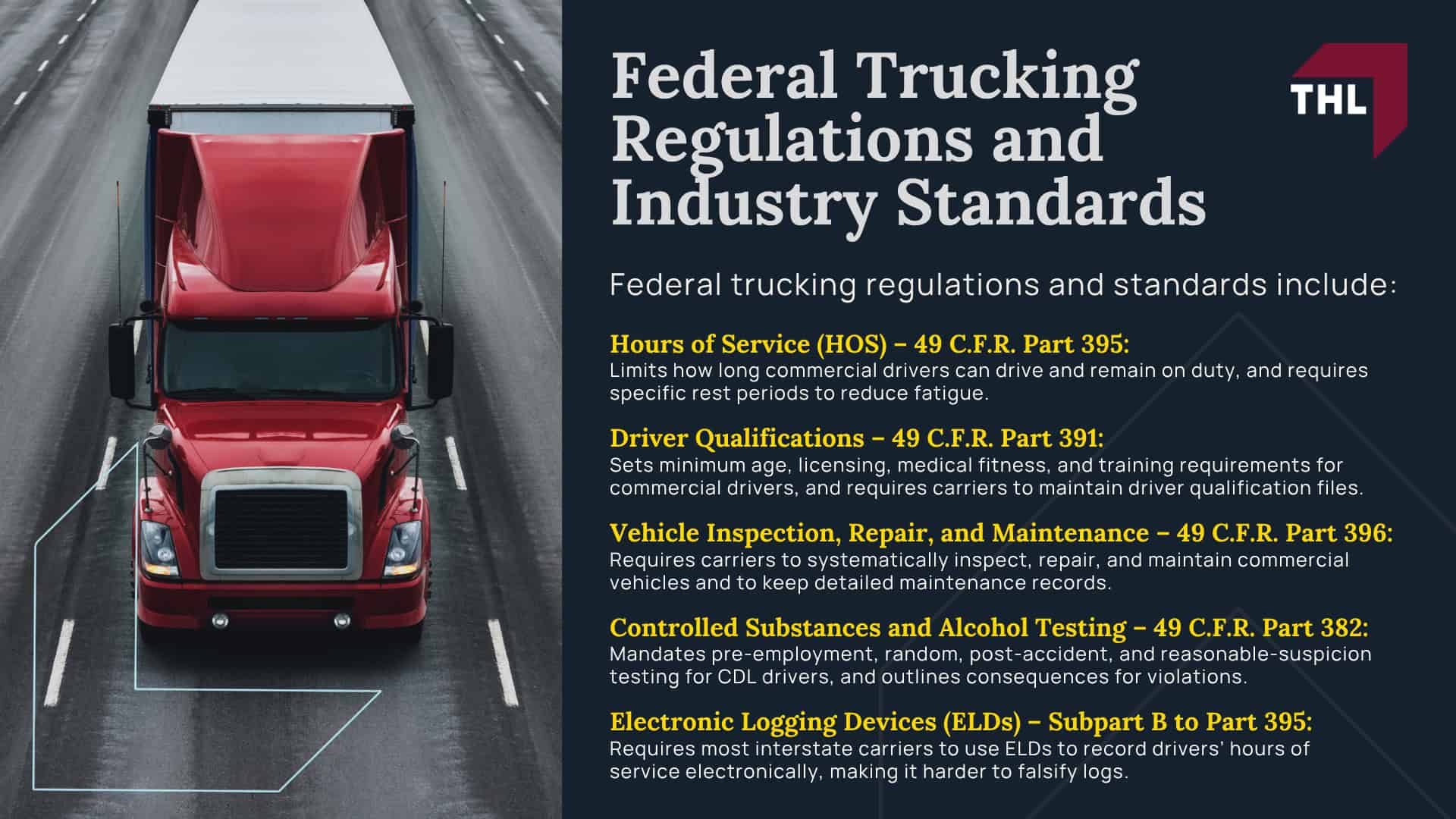 Average Truck Accident Settlements; How are Truck Accident Settlements Calculated; How a Truck Accident Lawyer Can Help You Seek Compensation; The Legal Process of a Truck Accident Lawsuit; Steps To Take After a Truck Accident;  Federal Trucking Regulations and Industry Standards