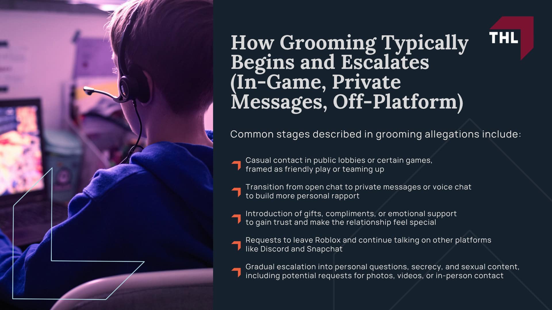 Why Child Predators are a Major Concern on Roblox; How Grooming Typically Begins and Escalates (In-Game, Private Messages, Off-Platform)