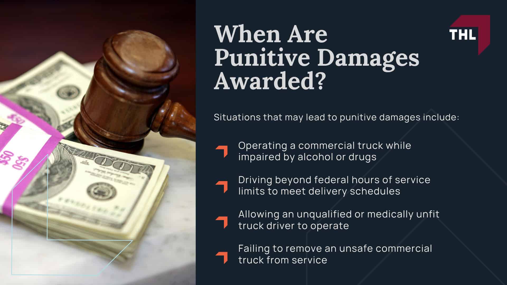 Understanding Truck Accident Compensation; Why Truck Accident Claims Are Different From Car Accident Claims; How Liability Affects Compensation; Economic Damages_ Financial Losses You Can Document; Non-Economic Damages_ The Human Impact of a Truck Crash; Catastrophic Injury and Compensation for Long-Term Impacts; Wrongful Death Compensation After a Fatal Truck Accident; Punitive Damages in Truck Accident Cases; When Are Punitive Damages Awarded