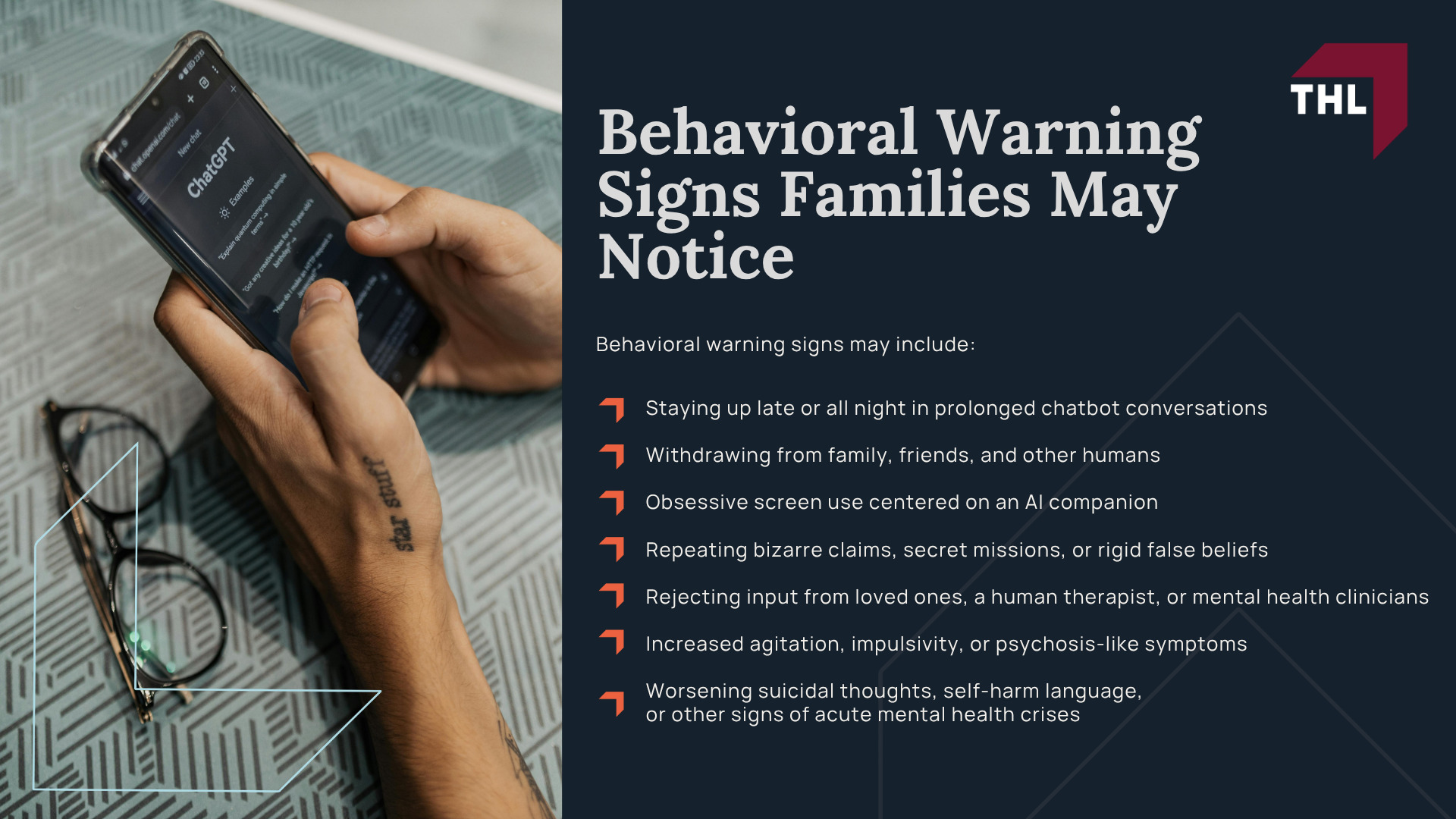 AI Lawsuit Investigation_ Psychosis, Self-Harm, Suicide; Psychological Effects of AI Chatbots; AI Chatbots and Severe Psychiatric Harm; AI Company Responsibilities and Safeguards; Signs and Symptoms Linked to Reported AI Psychosis Cases; Behavioral Warning Signs Families May Notice