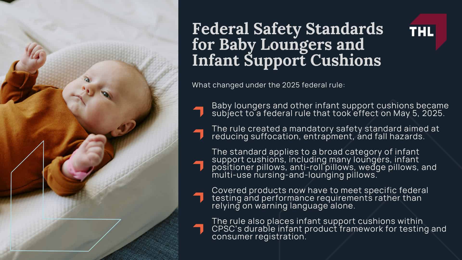 Baby Lounger Lawsuit Overview; Which Baby Loungers Have Been Recalled or Linked to Deaths; How Baby Lounger Injuries and Deaths Occur; Federal Safety Standards for Baby Loungers and Infant Support Cushions
