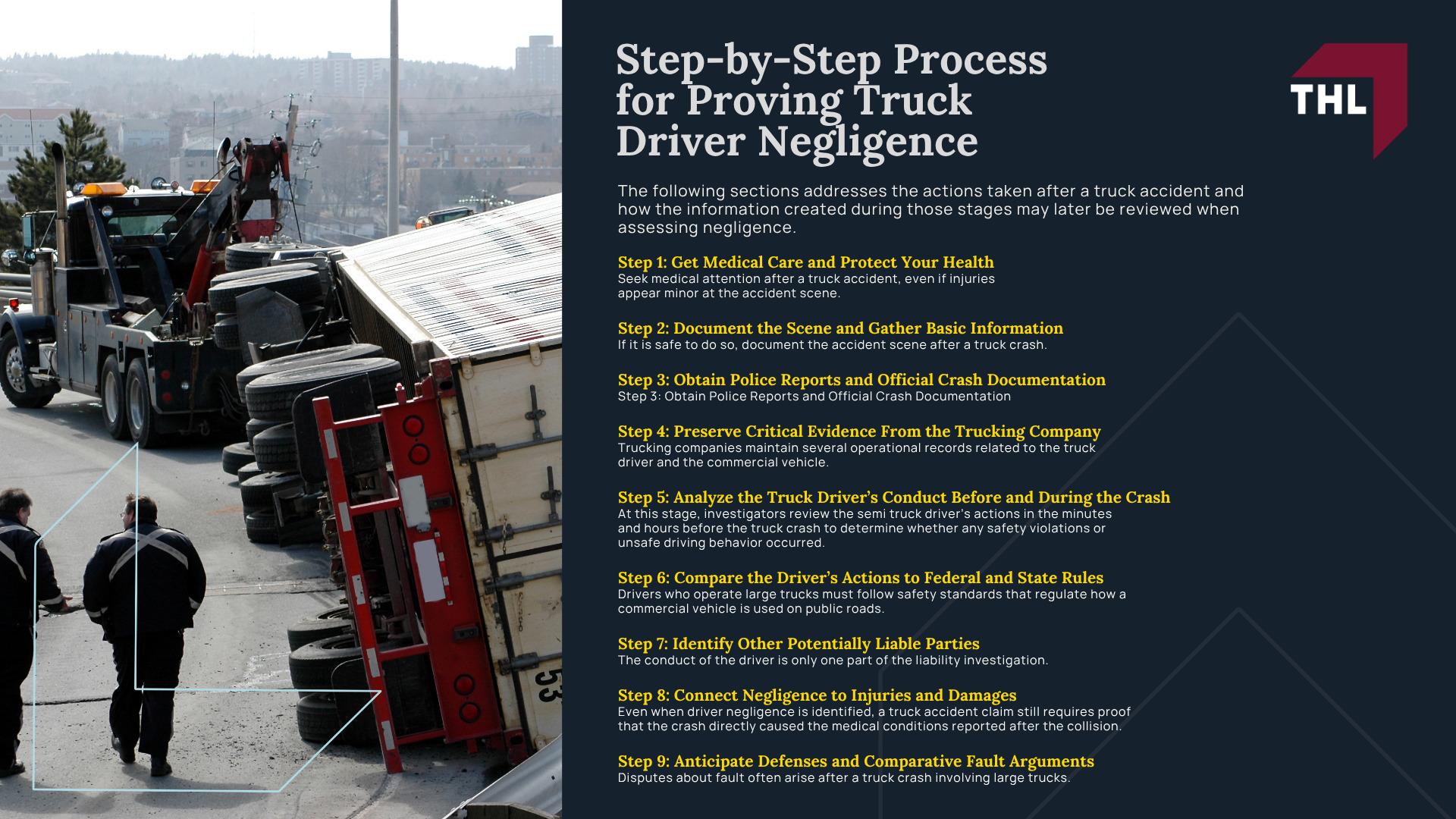 Understanding Truck Driver Negligence; Common Examples of Truck Driver Negligence; Step-by-Step Process for Proving Truck Driver Negligence