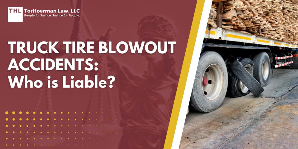 Truck Tire Blowout Accidents Who is Liable; Truck Tire Blowout Accidents; Liability in Truck Tire Blowout Accidents; Tire Blowout Safety Procedures; Truck Tire Blowout Legal Process; Causes and Prevention of Truck Tire Blowouts; Injuries and Compensation from Truck Tire Blowouts; Hiring a Truck Accident Lawyer; Do You Qualify For a Truck Tire Blowout Accident Lawsuit; Gathering Evidence For Your Case; Common Damages in Truck Tire Blowout Accident Lawsuits; TorHoerman Law_ Determining Liability for Truck Tire Blowout Accidents
