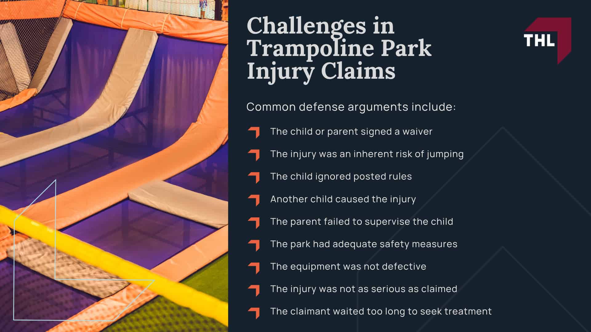 What Does a Trampoline Park Injury Lawyer Do; When Should You Contact a Trampoline Park Injury Lawyer; Serious Injuries Requiring Medical Treatment; Injuries Involving Children; Situations Involving Waivers or Disputed Liability; How a Lawyer Investigates a Trampoline Park Injury; Proving Liability in a Trampoline Park Injury Case; Challenges in Trampoline Park Injury Claims