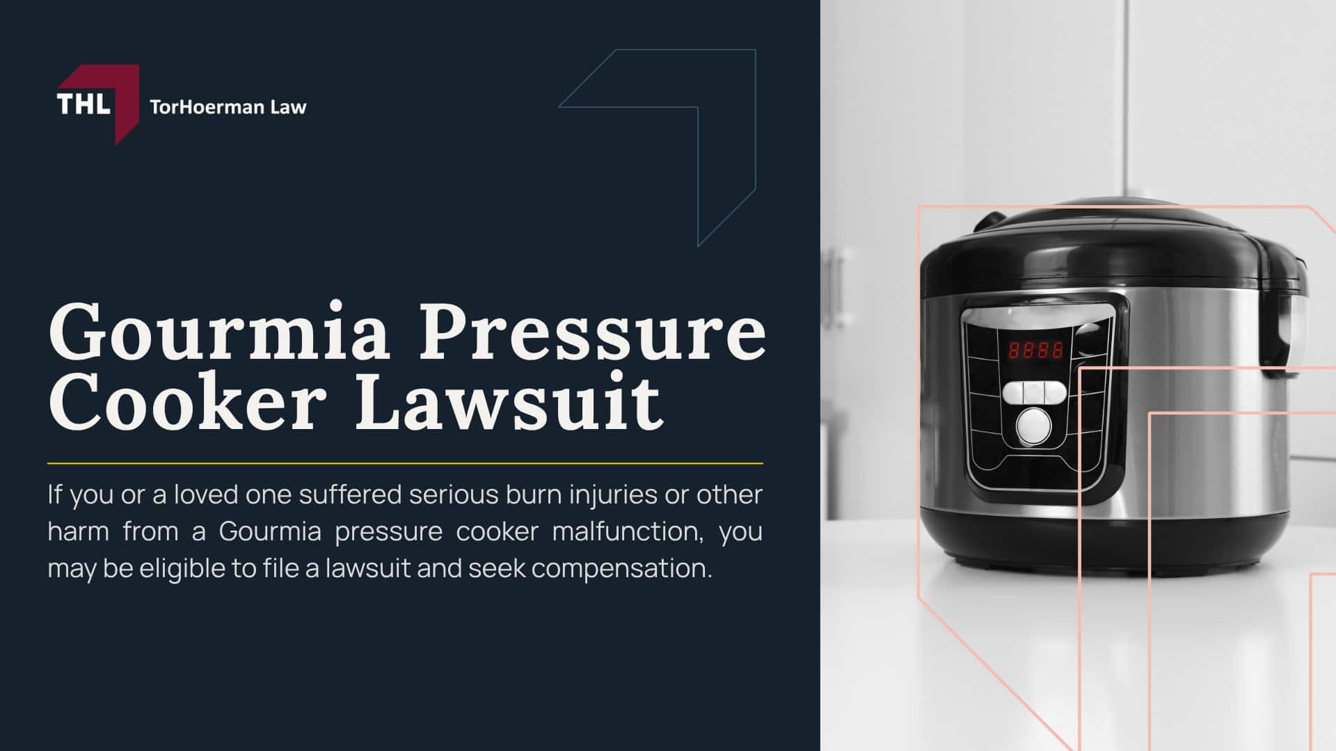 Gourmia Pressure Cooker Lawsuit; What Is the Gourmia Pressure Cooker Lawsuit Investigation; CPSC Warning for Gourmia Pressure Cookers; Which Gourmia Pressure Cooker Models Are Affected; Why CPSC Says Gourmia Pressure Cookers Pose a Burn Risk; Reported Pressure Cooker Burn Injuries; How Gourmia Pressure Cookers Can Allegedly Cause Burns; Lawsuits Filed Over Gourmia Pressure Cooker Injuries; Who Can File a Gourmia Pressure Cooker Lawsuit; Evidence Needed for a Gourmia Pressure Cooker Burn Claim; Damages in a Gourmia Pressure Cooker Lawsuit; What To Do After a Gourmia Pressure Cooker Burn Injury; Do You Qualify for a Pressure Cooker Injury Lawsuit; TorHoerman Law_ Investigating Gourmia Pressure Cooker Burn Claims