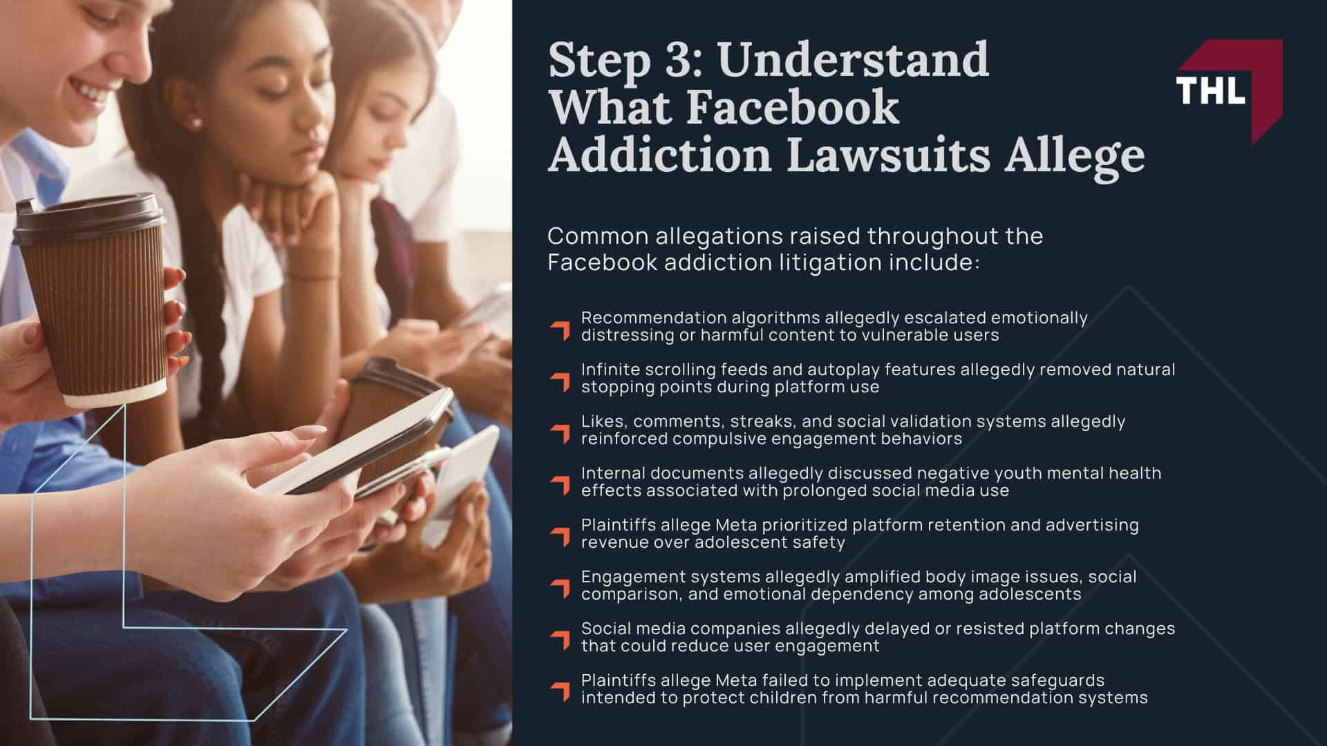 Step 1_ Determine Whether You May Qualify for a Facebook Addiction Lawsuit; Step 2_ Document Facebook Usage and Mental Health Harm; Step 3_ Understand What Facebook Addiction Lawsuits Allege