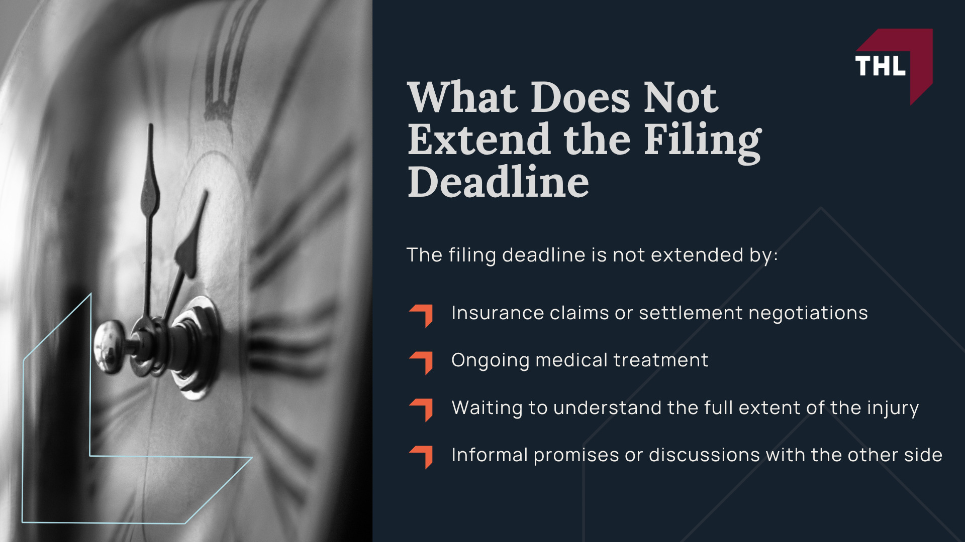 Statute of Limitations for Personal Injury Cases in Missouri; What Types of Claims Fall Under The Five-Year Statute of Limitation Period; When Does the Statute of Limitations Begin; Missouri’s “Capable of Ascertainment” Rule; Missouri Personal Injury Claims With Different Deadlines; Medical Malpractice Claims; Wrongful Death Claims; Exceptions That Can Affect the Time Limit for a Personal Injury Claim; What Happens If the Deadline Is Missed; TorHoerman Law_ Contact Our Experienced Personal Injury Attorneys; What Does Not Extend the Filing Deadline