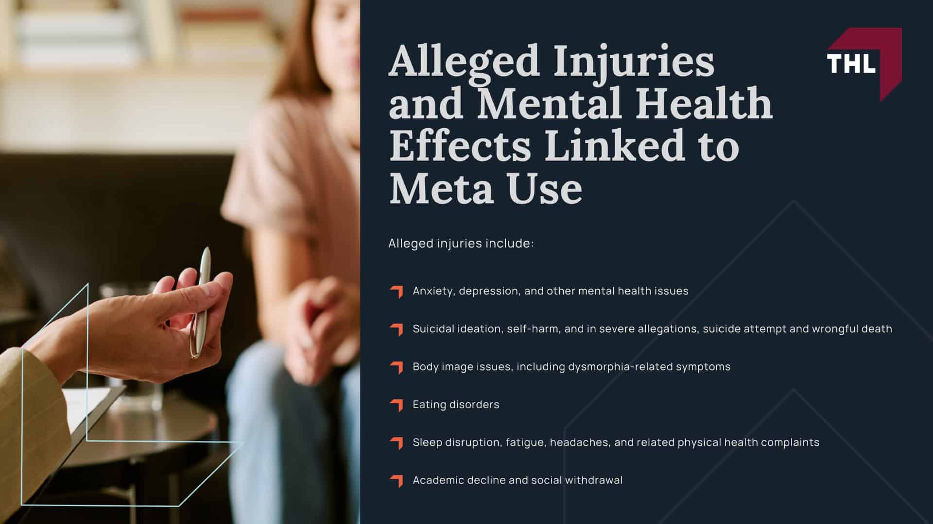 What the Social Media Lawsuits Allege Meta Did; Alleged Injuries and Mental Health Effects Linked to Meta Use