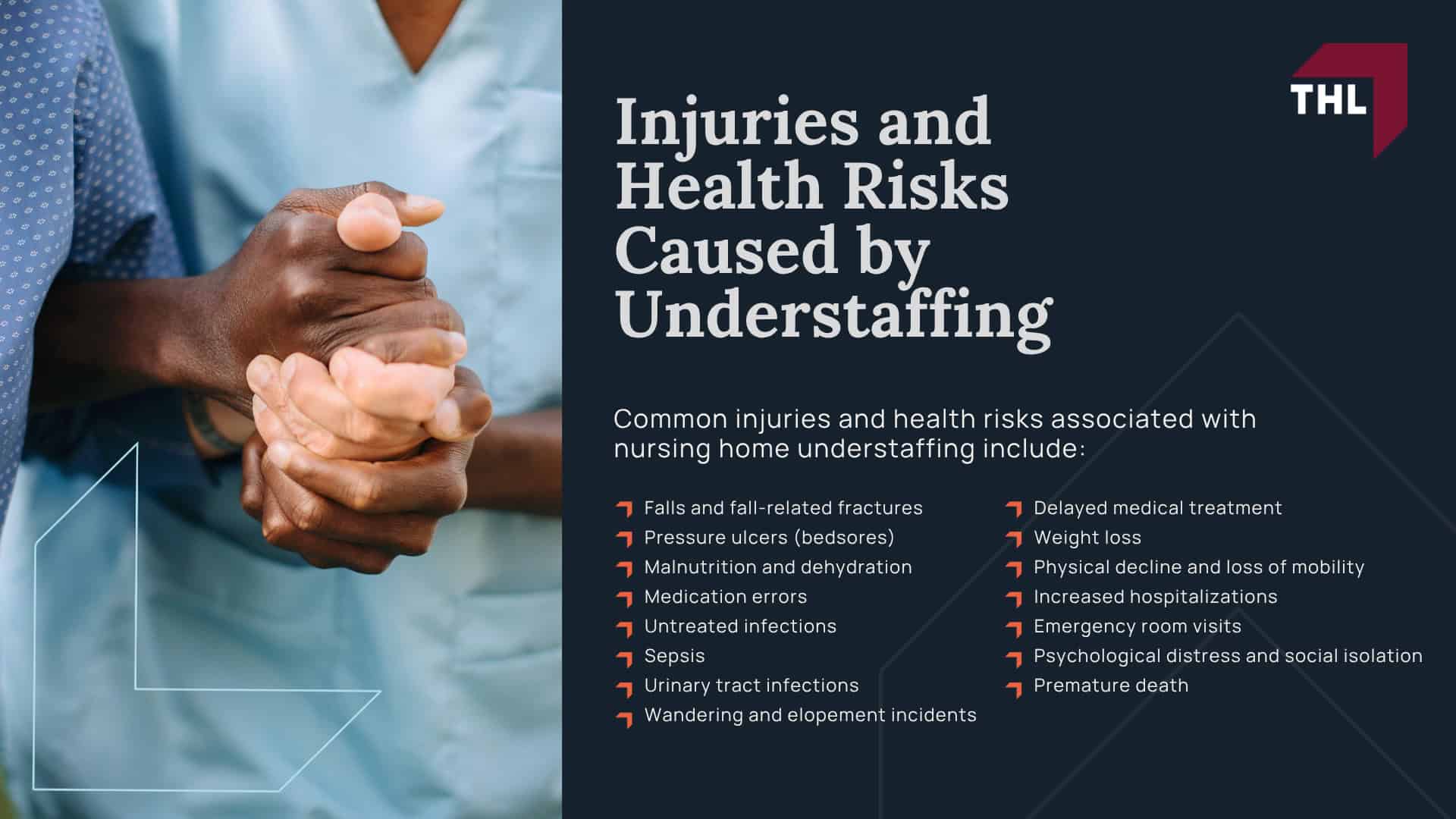 How Nursing Home Staffing Levels Affect Resident Care; Nursing Home Staffing Requirements Under Federal and State Law; Common Reasons Why Nursing Homes Are Understaffed; How Understaffing Leads to Nursing Home Neglect; How Understaffing Leads to Nursing Home Abuse; Injuries and Health Risks Caused by Understaffing