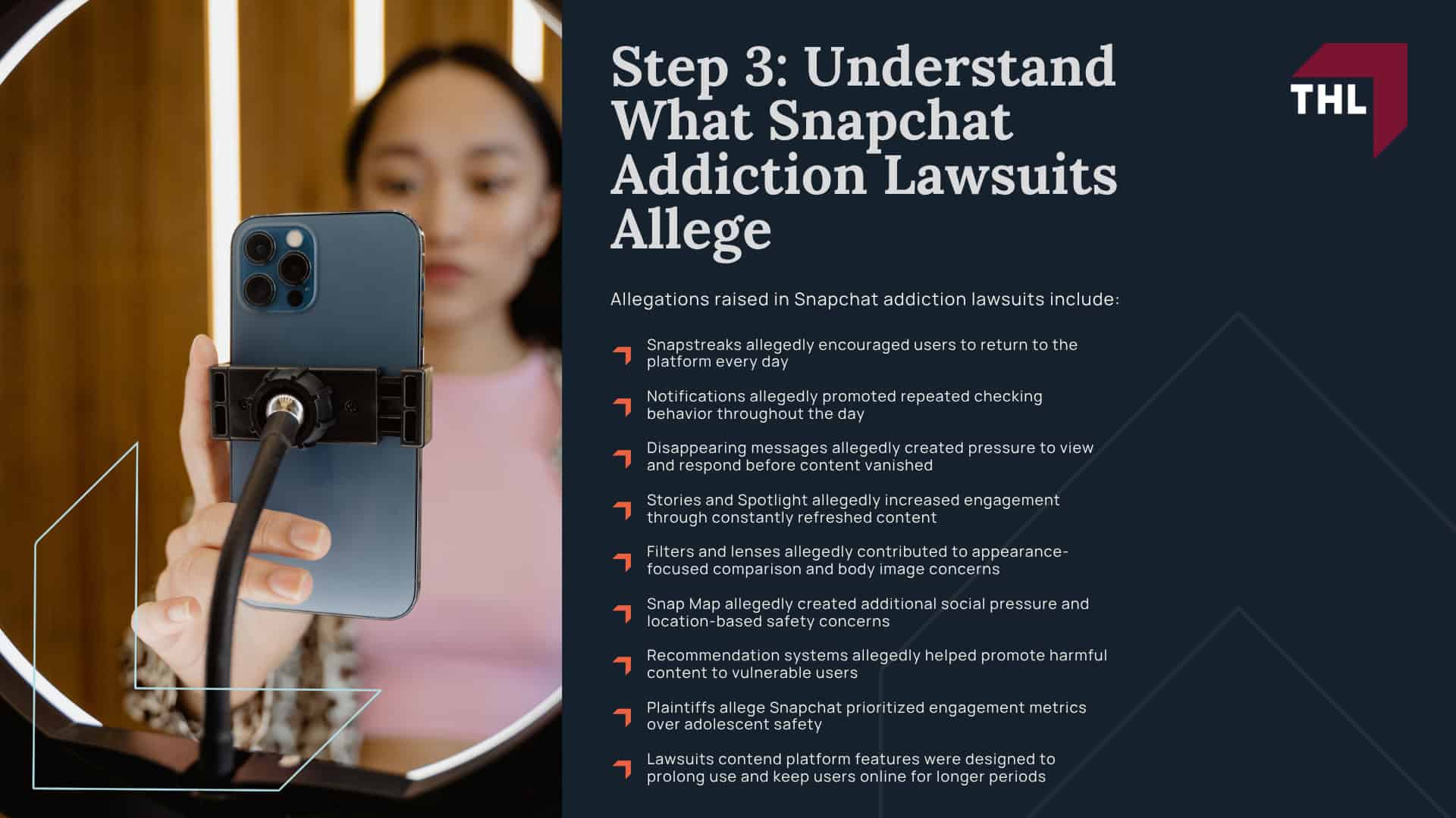 Step 1_ Determine Whether You May Qualify for a Snapchat Addiction Lawsuit; Step 2_ Document Snapchat Usage and Mental Health Harm; Step 3_ Understand What Snapchat Addiction Lawsuits Allege