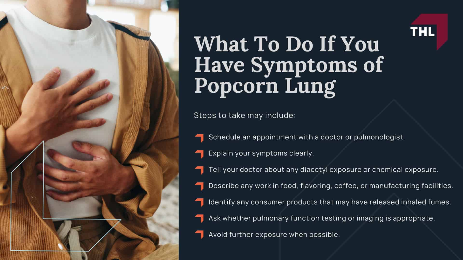 What Is Popcorn Lung; Why Popcorn Lung Can Be Permanent; Common Symptoms of Popcorn Lung; How Diacetyl Exposure Can Cause Popcorn Lung; Occupational Exposure in Food, Flavoring, and Coffee Facilities; Long-Term Risks of Popcorn Lung; How Popcorn Lung Is Diagnosed; What To Do If You Have Symptoms of Popcorn Lung