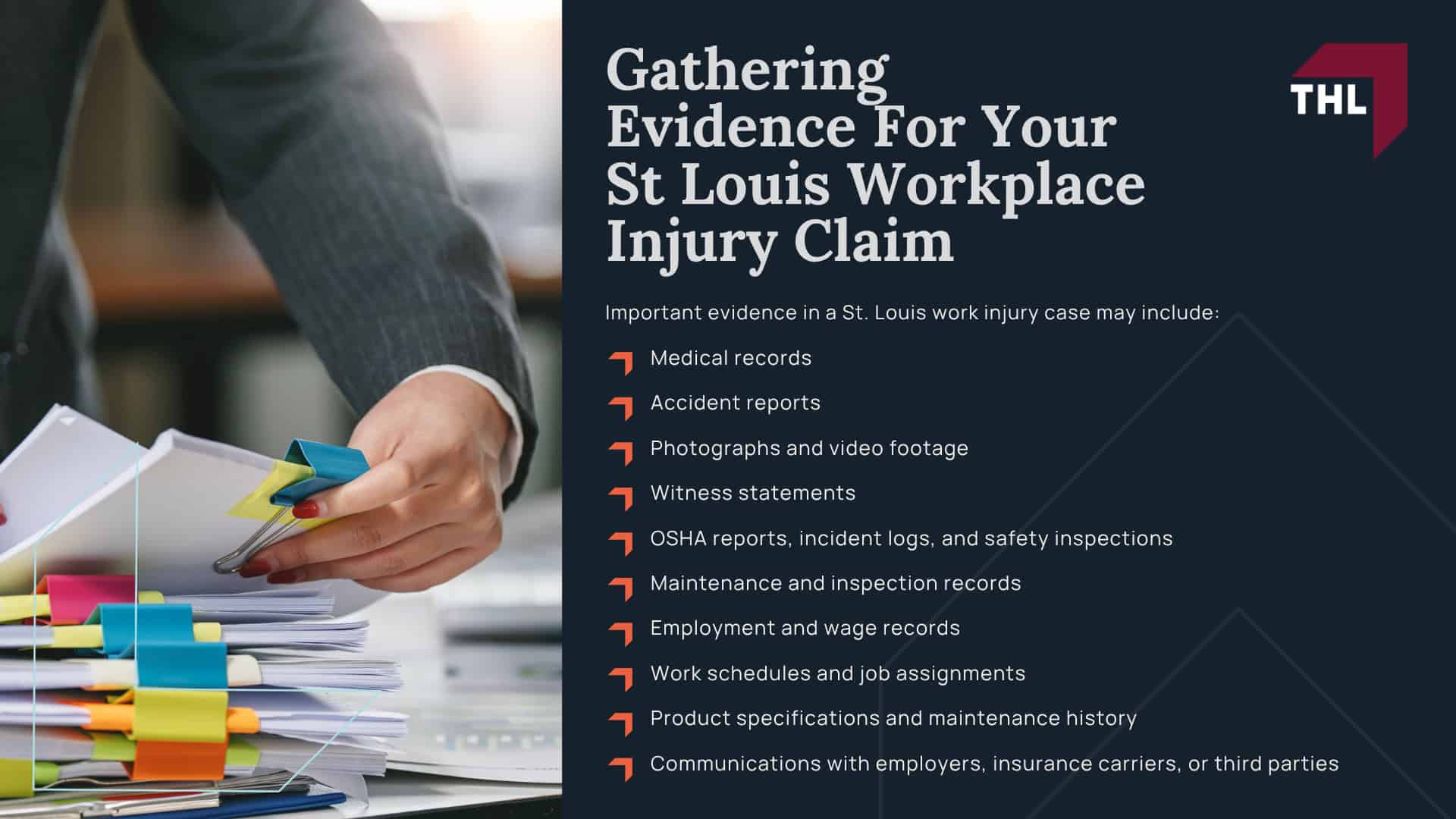TorHoerman Law Has Experience Representing Workers Injured in Negligent Accidents; Understanding Workplace Injury Claims in Missouri; What Should I Do After a Workplace Injury in St Louis; Common St. Louis Workplace Injuries and How They Occur; The Legal Process for a Workplace Injury Lawsuit; Do You Qualify For a St Louis Workplace Injury Claim; Common Damages in Workplace Injury Claims; Gathering Evidence For Your St Louis Workplace Injury Claim