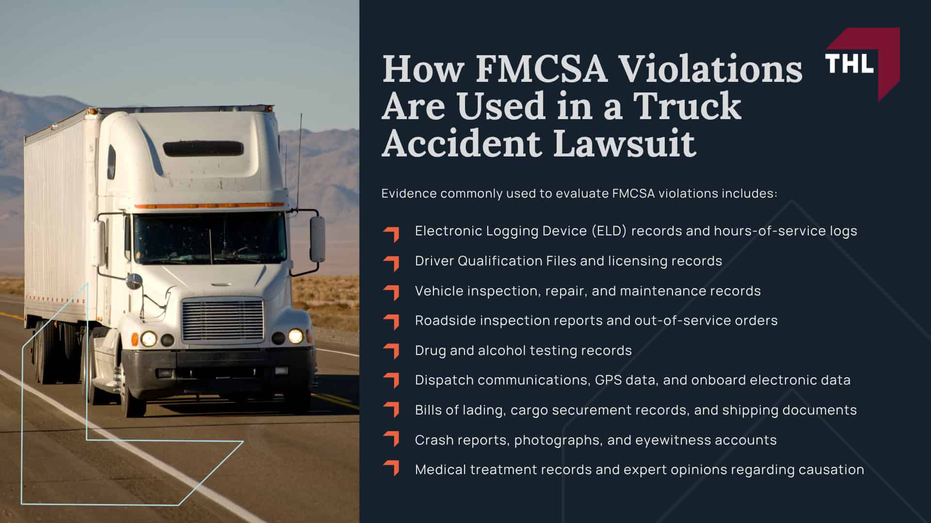 What are FMCSA Regulations; Why FMCSA Rules Matter After a Truck Accident; Important FMCSA Terms to Know; The FMCSA Rules That Matter Most in Truck Accident Claims; How FMCSA Violations Are Used in a Truck Accident Lawsuit