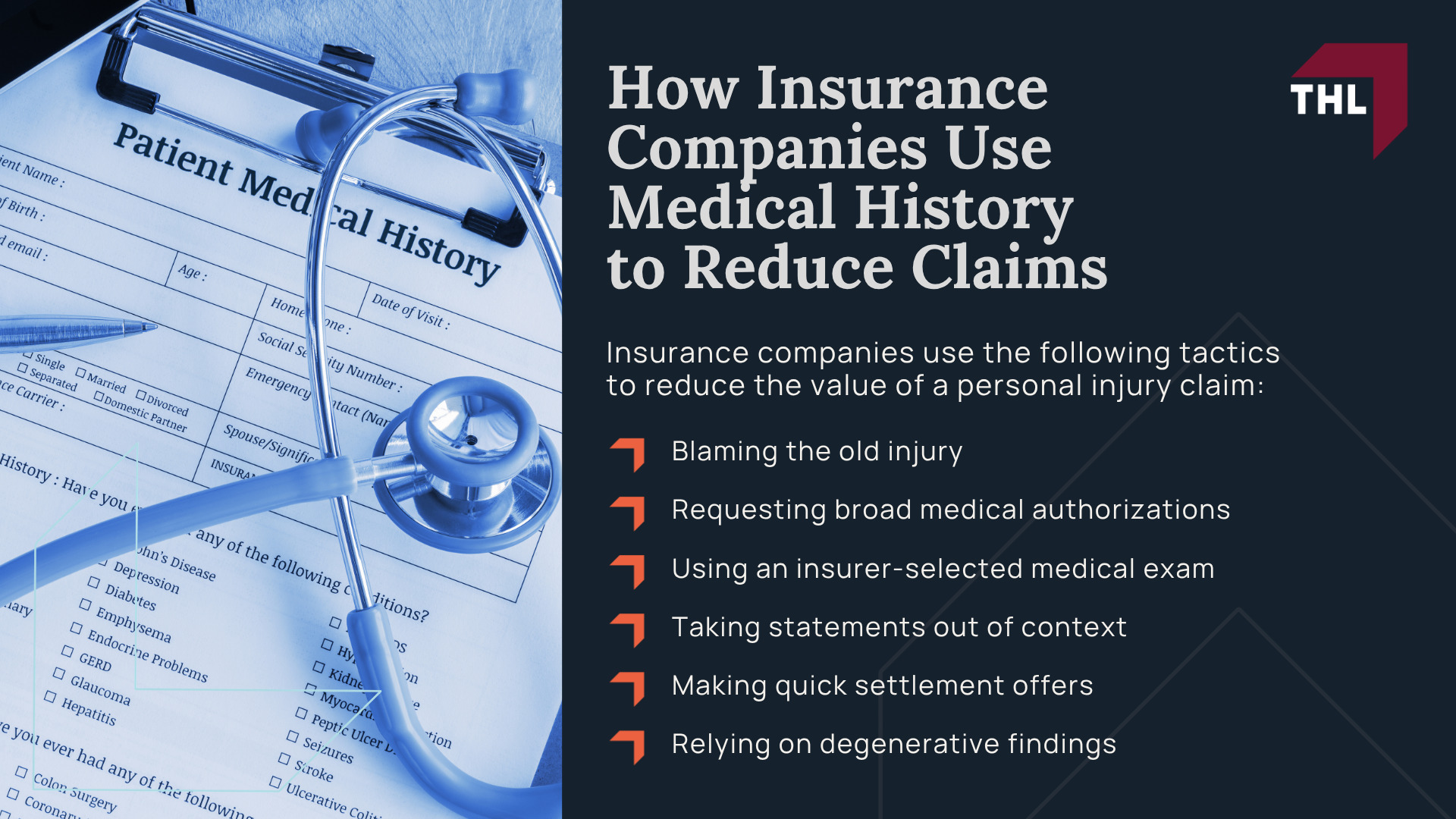 Can You Recover Compensation With a Pre-Existing Condition; How Pre-Existing Conditions Affect a Car Accident Claim; The Legal Rule_ Eggshell Plaintiff and Aggravation of a Prior Injury; How Insurance Companies Use Medical History to Reduce Claims; How Insurance Companies Evaluate a Pre-Existing Injury Claim After a Car Accident