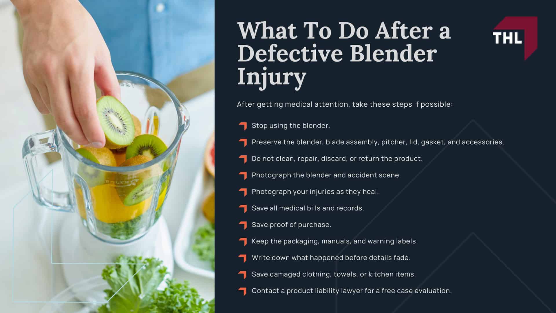 Defective Blender Lawsuit Overview; Defective Blender Brands Under Investigation; Common Blender Defects; Why Defective Blenders May Pose an Injury Risk; Reported Defective Blender Injuries; Lawsuits Filed Over Defective Blender Injuries; Who Can File a Defective Blender Lawsuit; Evidence Needed for a Defective Blender Injury Claim; Damages in a Defective Blender Lawsuit; What To Do After a Defective Blender Injury