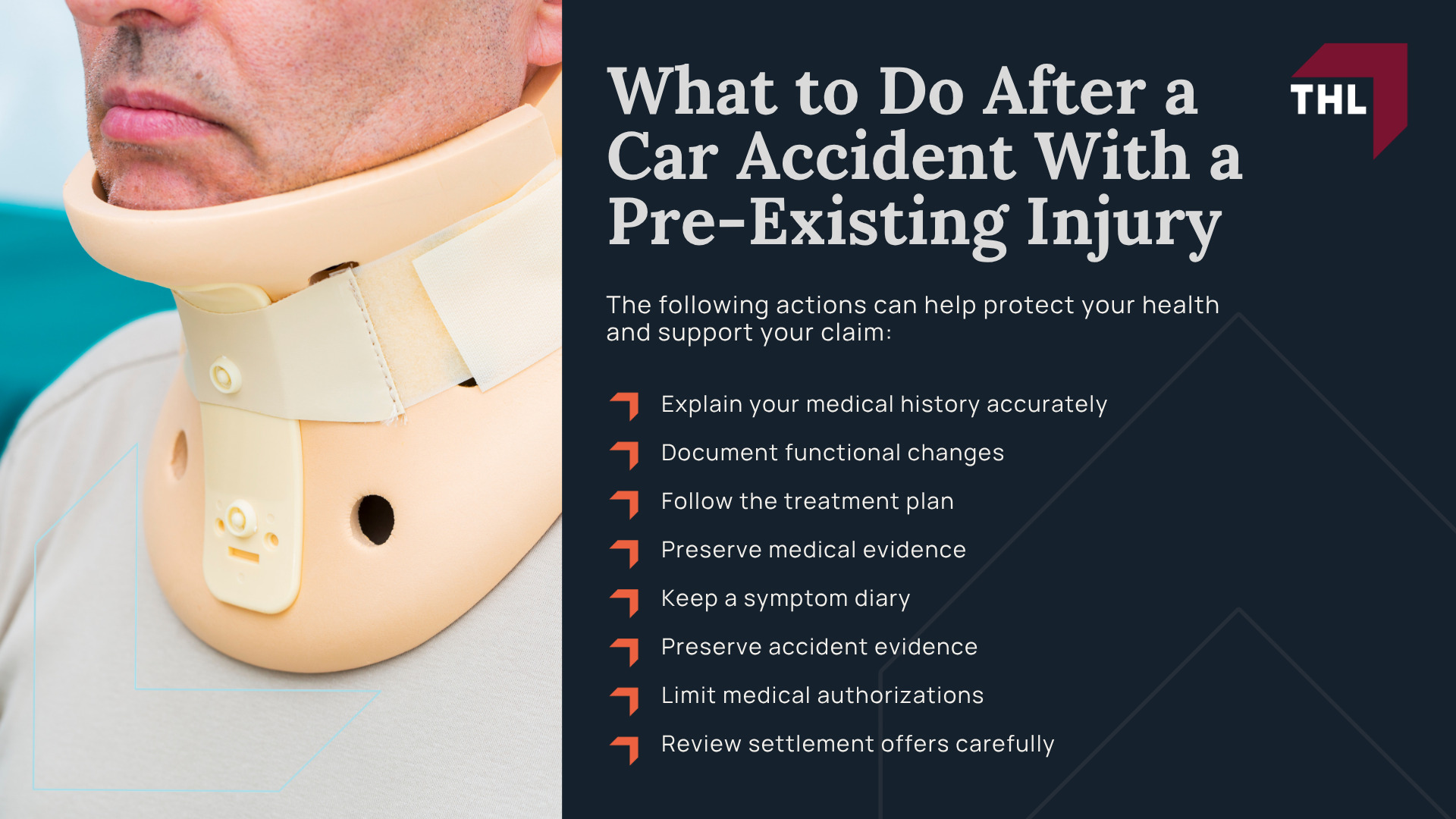 Can You Recover Compensation With a Pre-Existing Condition; How Pre-Existing Conditions Affect a Car Accident Claim; The Legal Rule_ Eggshell Plaintiff and Aggravation of a Prior Injury; How Insurance Companies Use Medical History to Reduce Claims; How Insurance Companies Evaluate a Pre-Existing Injury Claim After a Car Accident; What Medical Records and Diagnostic Tests Help Prove a Pre-Existing Injury Claim; Compensation in Car Accident Cases Involving Pre-Existing Injuries; How State Law Affects Pre-Existing Injury Claims; Common Pre-Existing Conditions in Car Accident Claims; Evidence Needed to Prove the Accident Worsened a Pre-Existing Injury; Mistakes to Avoid with a Pre-Existing Condition; What to Do After a Car Accident With a Pre-Existing Injury