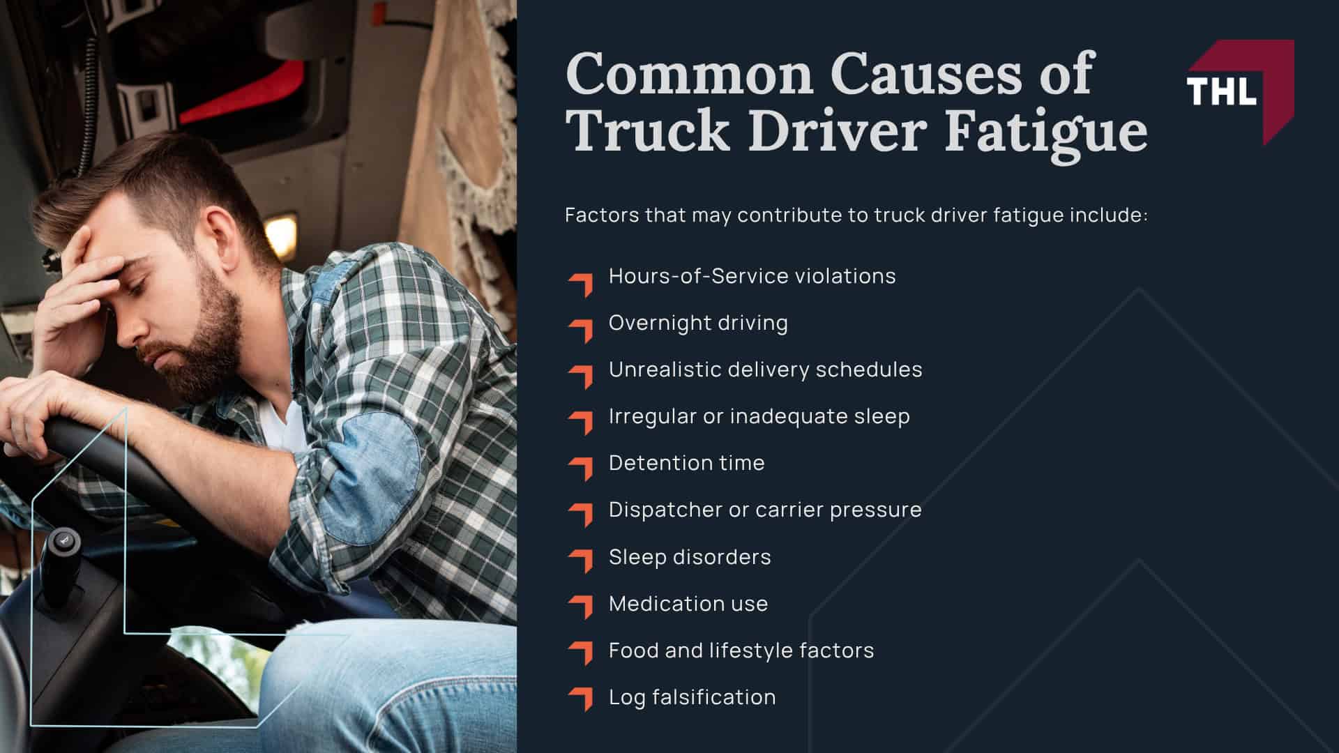What Are Hours-of-Service Rules; What is the FMCSA and Why Does It Regulate Truck Driver Fatigue; How Fatigue Affects Truck Drivers; Common Causes of Truck Driver Fatigue