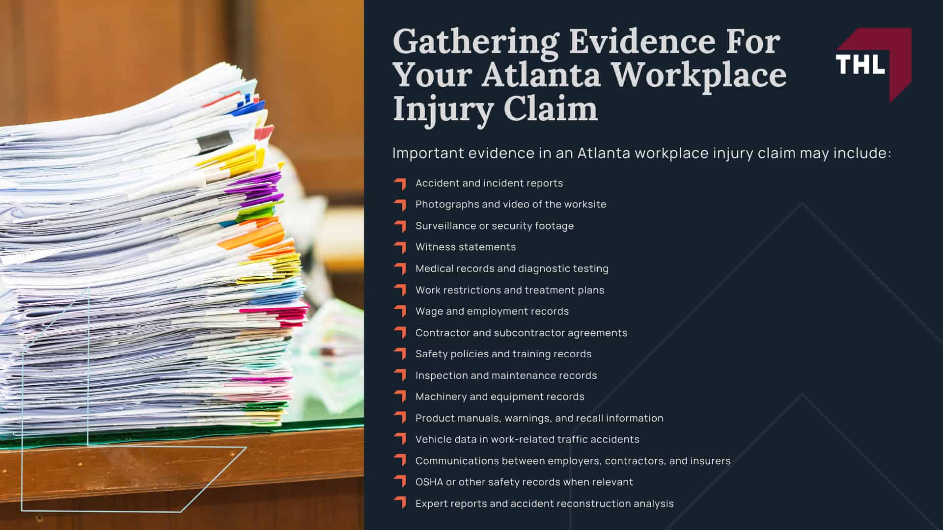 Common Workplace Accidents and Industries in Atlanta; Workplace Accidents We Handle; Atlanta Industries Where Serious Workplace Injuries Occur; Common Workplace Injuries; What Should You Do After a Workplace Injury in Georgia; Workers’ Compensation vs. a Third-Party Workplace Injury Lawsuit; Who Can Be Liable for an Atlanta Workplace Injury; When Can You File a Third-Party Workplace Injury Lawsuit in Georgia; Do You Qualify for an Atlanta Workplace Injury Claim; Gathering Evidence For Your Atlanta Workplace Injury Claim