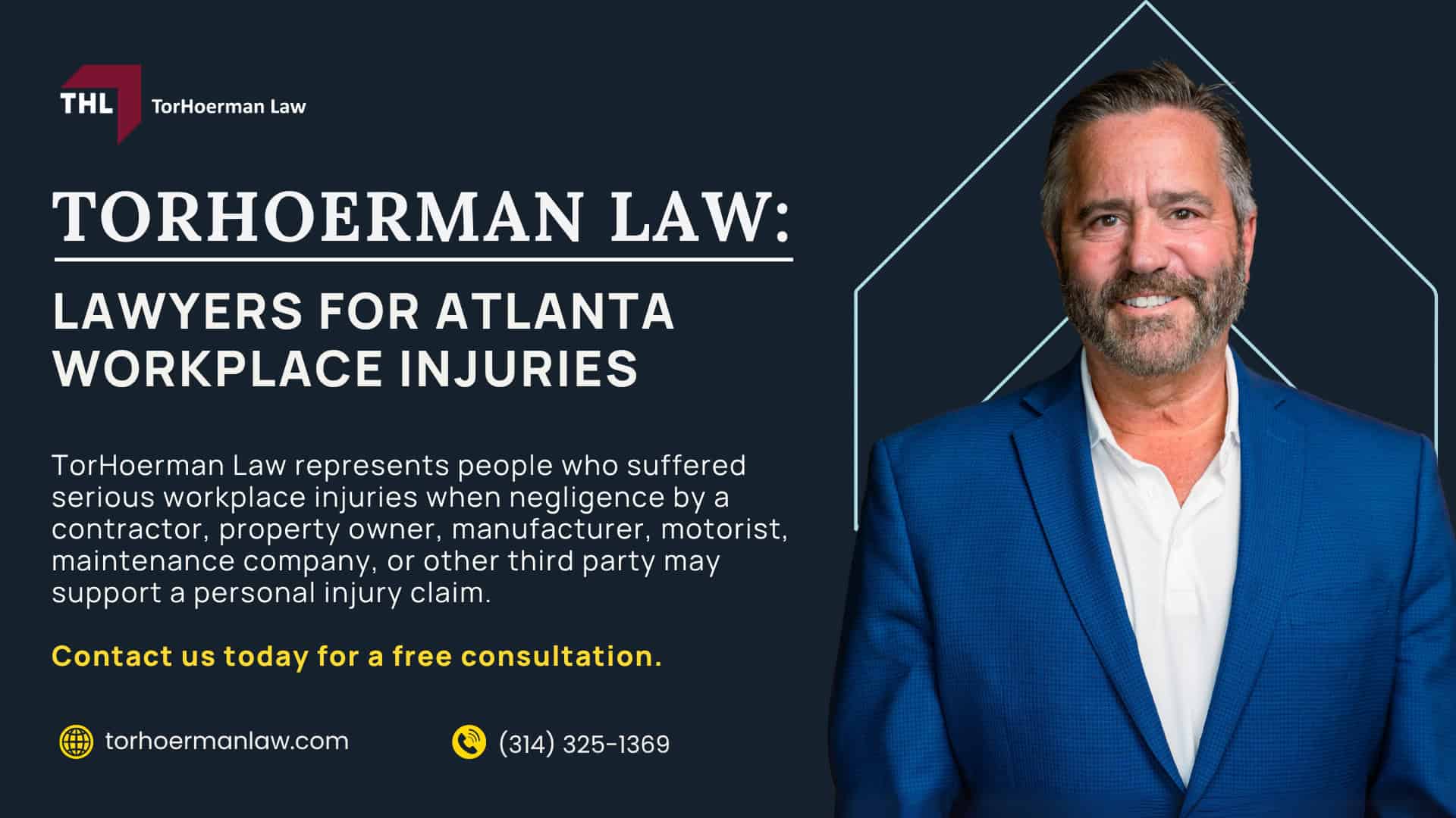 Common Workplace Accidents and Industries in Atlanta; Workplace Accidents We Handle; Atlanta Industries Where Serious Workplace Injuries Occur; Common Workplace Injuries; What Should You Do After a Workplace Injury in Georgia; Workers’ Compensation vs. a Third-Party Workplace Injury Lawsuit; Who Can Be Liable for an Atlanta Workplace Injury; When Can You File a Third-Party Workplace Injury Lawsuit in Georgia; Do You Qualify for an Atlanta Workplace Injury Claim; Gathering Evidence For Your Atlanta Workplace Injury Claim; Common Damages in Workplace Injury Claims; TorHoerman Law_ Lawyers for Atlanta Workplace Injuries