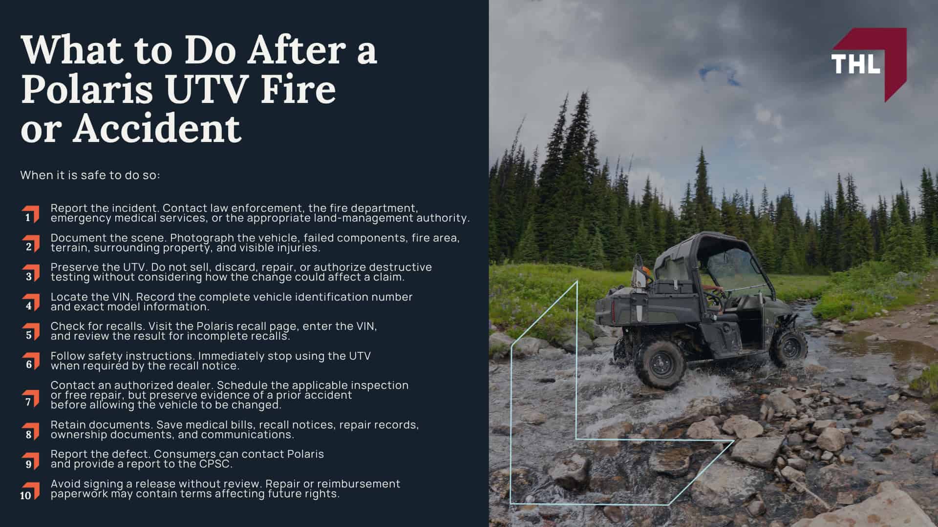 Have Polaris UTVs Been Recalled; Polaris UTV Fire Hazard Recalls; Which Polaris UTV Models Have Been Recalled; Why Are Polaris UTVs Being Recalled; How Alleged Polaris UTV Defects May Cause Fires or Accidents; Polaris UTV Injury Risks; Does a Polaris Recall Prove the UTV Was Defective; Who May Be Liable for a Polaris UTV Injury; Evidence Needed for a Polaris UTV Lawsuit; What to Do After a Polaris UTV Fire or Accident
