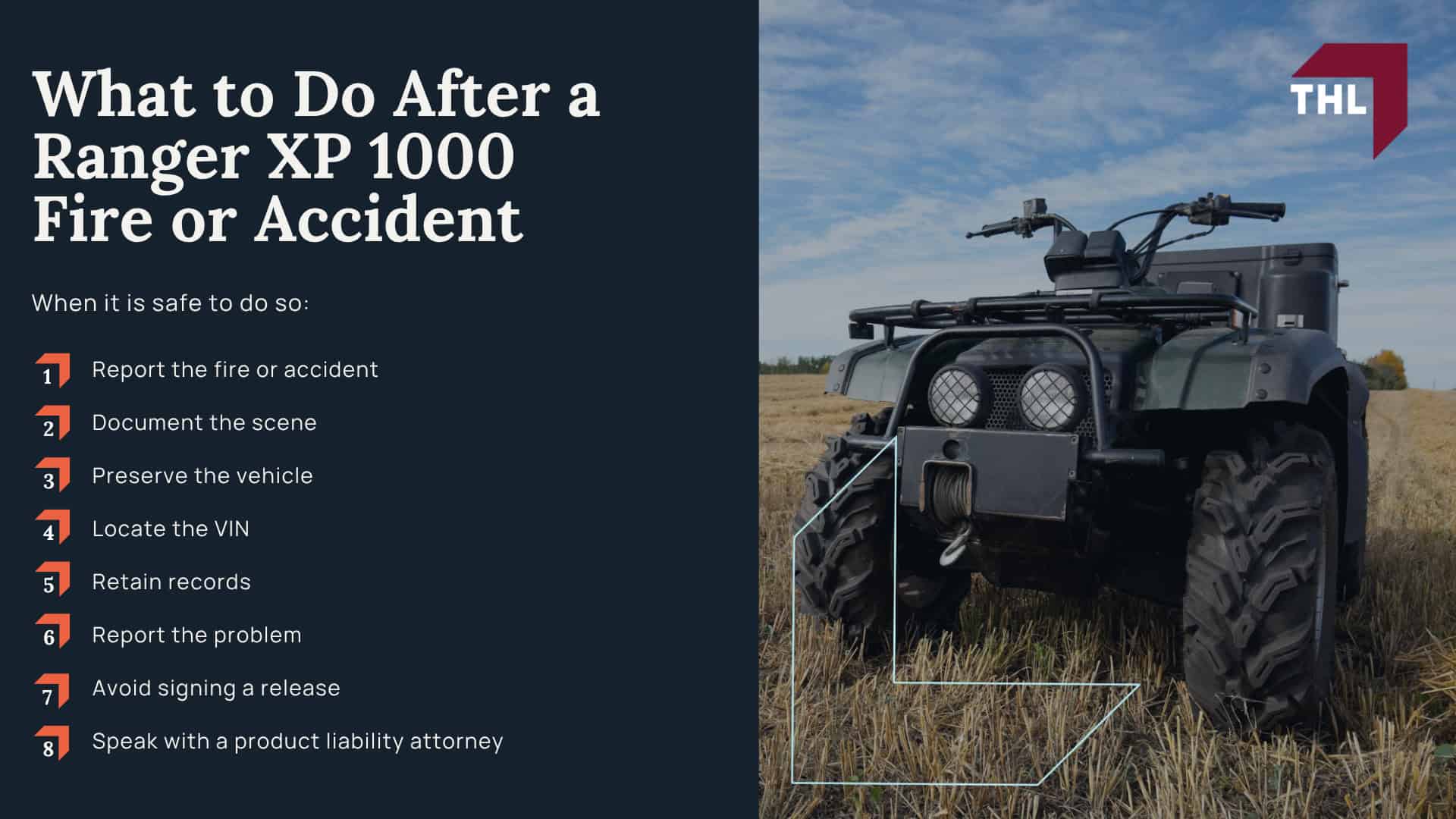 Have Polaris Ranger XP 1000 Vehicles Been Recalled; How Polaris Ranger XP 1000 Defects May Cause Fires or Accidents; Polaris Ranger XP 1000 Injury Risks; Were Injuries or Fires Reported; Can You File a Polaris Ranger XP 1000 Lawsuit; Who May Be Liable for a Ranger XP 1000 Injury; Evidence Needed for a Polaris Ranger XP 1000 Lawsuit; What to Do After a Ranger XP 1000 Fire or Accident