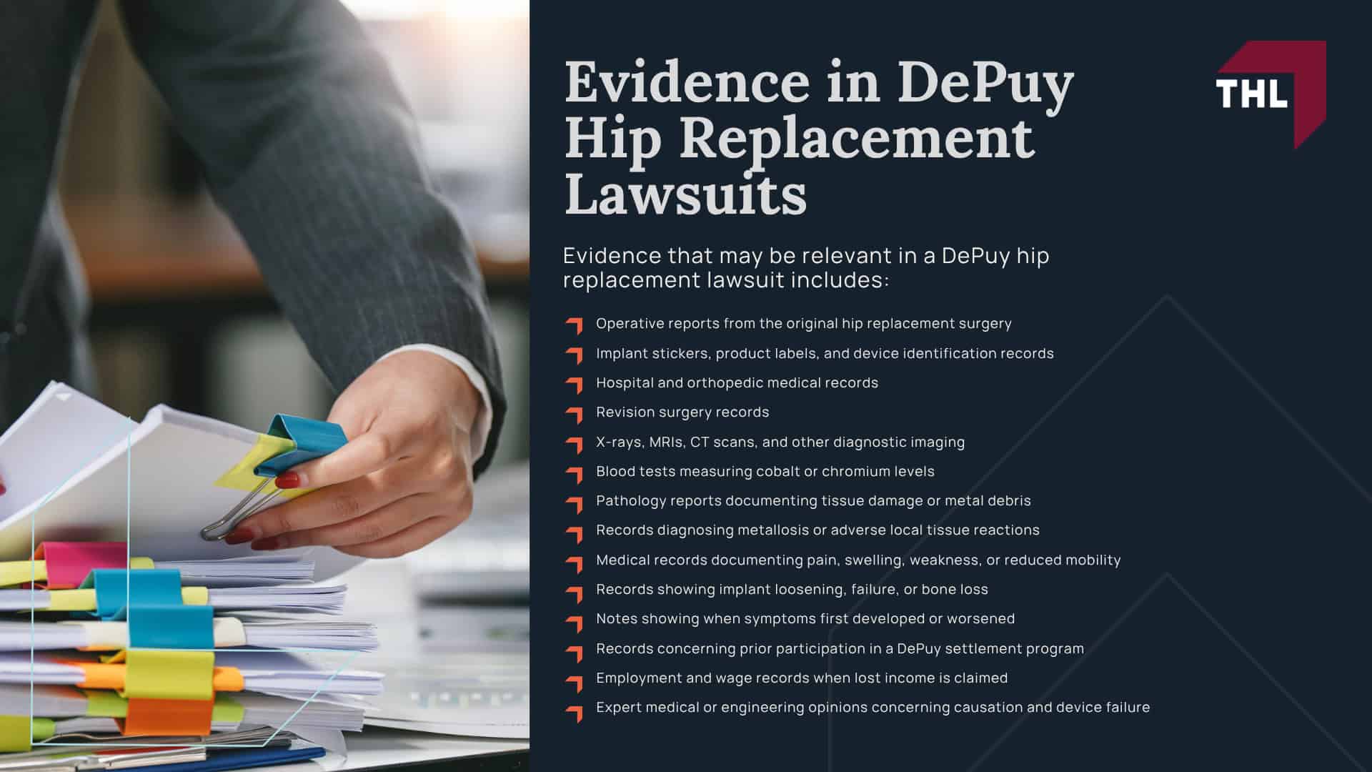 DePuy Hip Lawsuit Overview; Which DePuy Hip Implants Are Involved in Lawsuits; DePuy Hip Implant Injuries and Complications; DePuy Hip Lawsuit Settlements; DePuy Hip Lawsuit Verdicts; Who May Qualify to File a DePuy Hip Lawsuit; Evidence in DePuy Hip Replacement Lawsuits